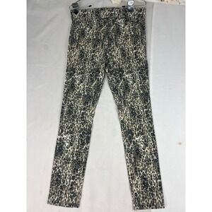 VNTG leopard Print Skinny Pants Brown Tan Animal Print Stretch Slim Leg Trouser